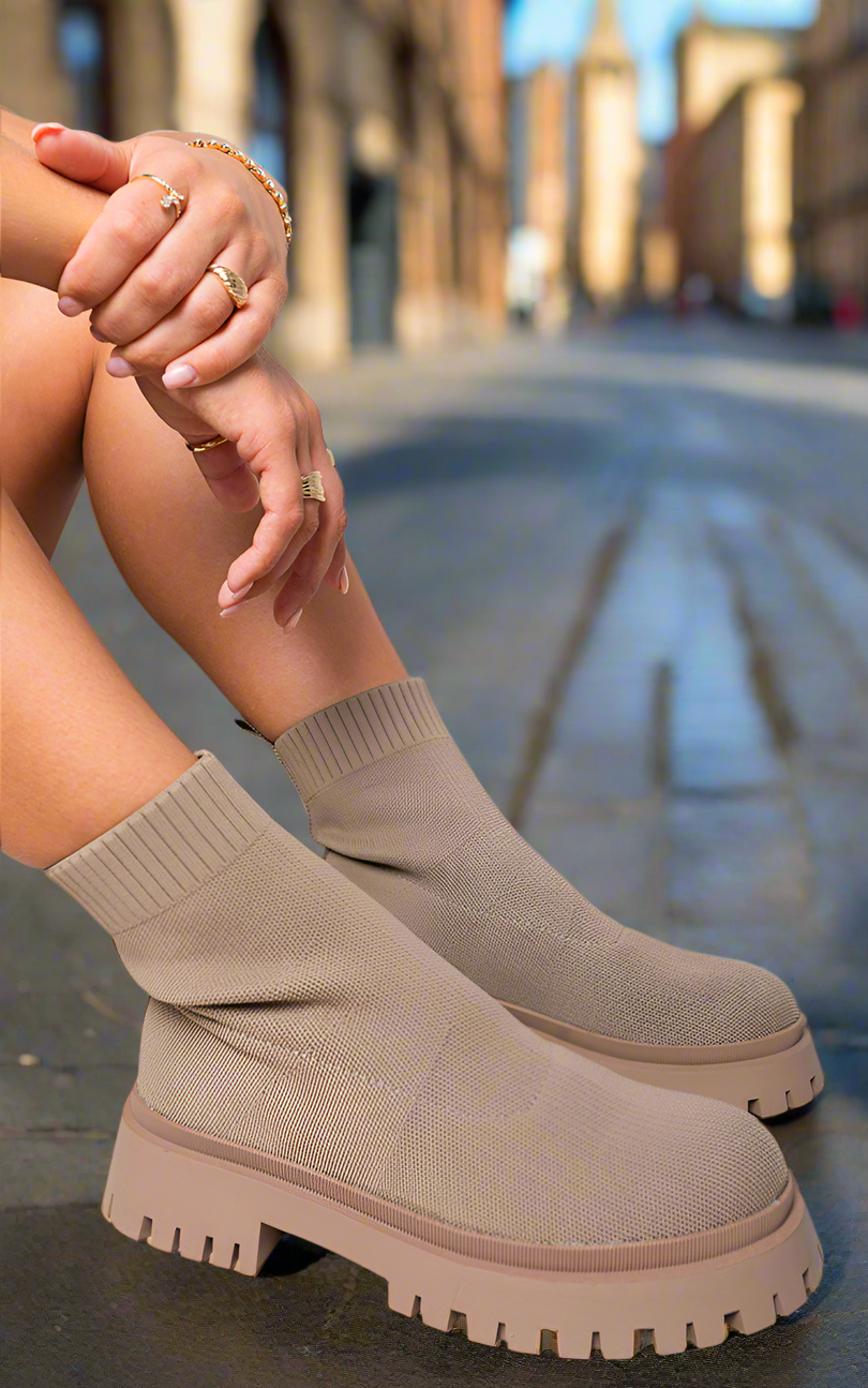 Chunky Sock Fit Ankle Boots