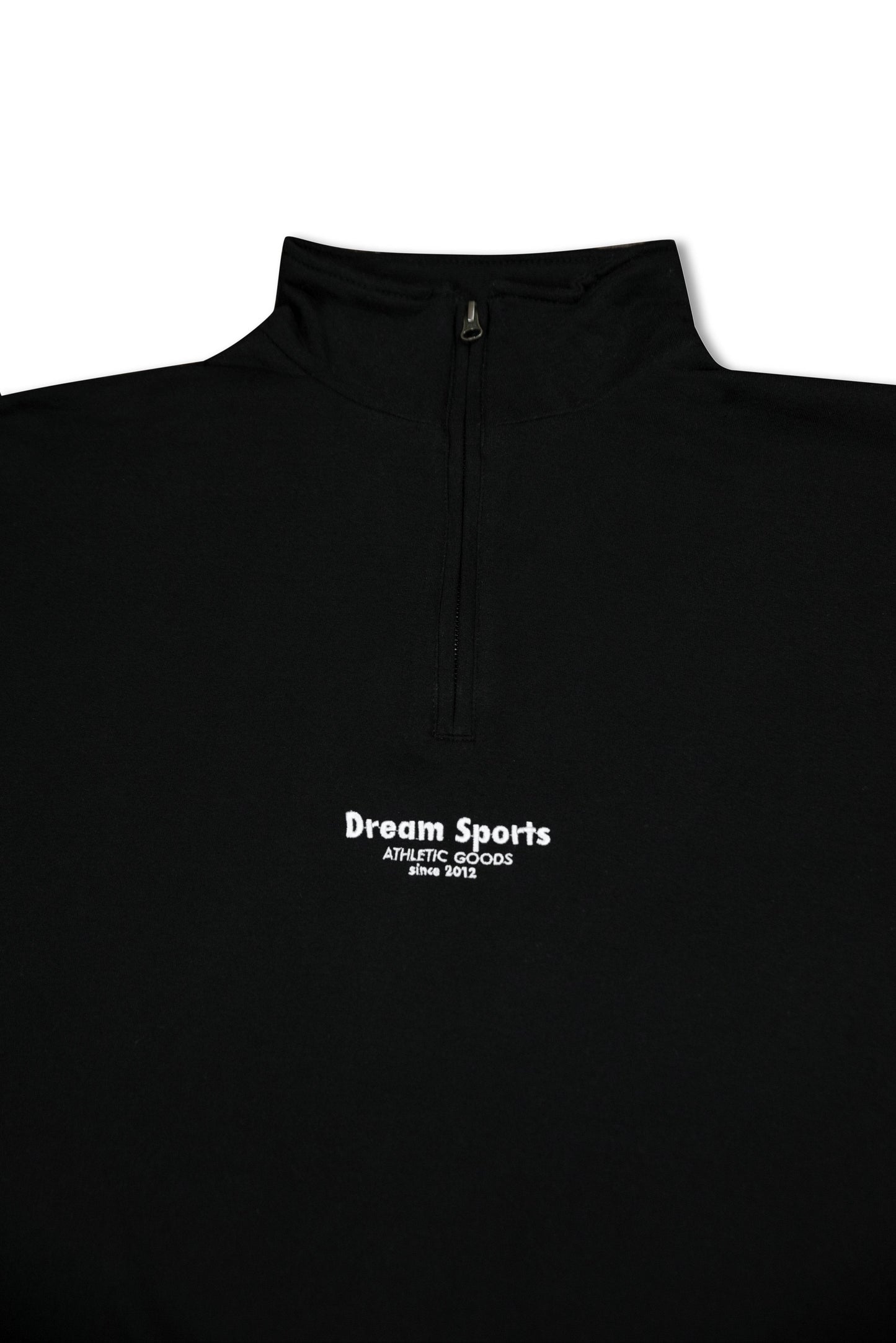 1/4 Zip Sweatshirt in Black with Dream Sports Tonal Logo Embroidery-1