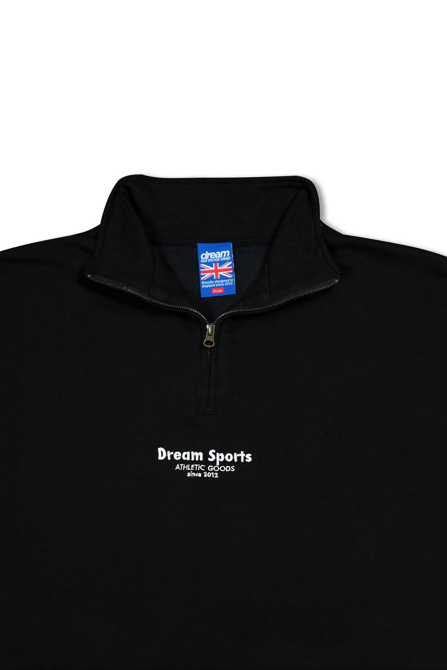 1/4 Zip Sweatshirt in Black with Dream Sports Tonal Logo Embroidery-2