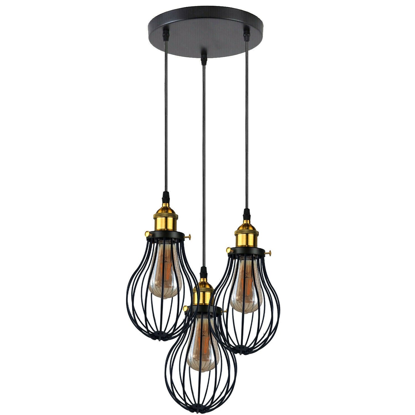Industrial 3 heads Black hanging Pendant Ceiling Light Cover Decorative Cage light fixture~3445-1