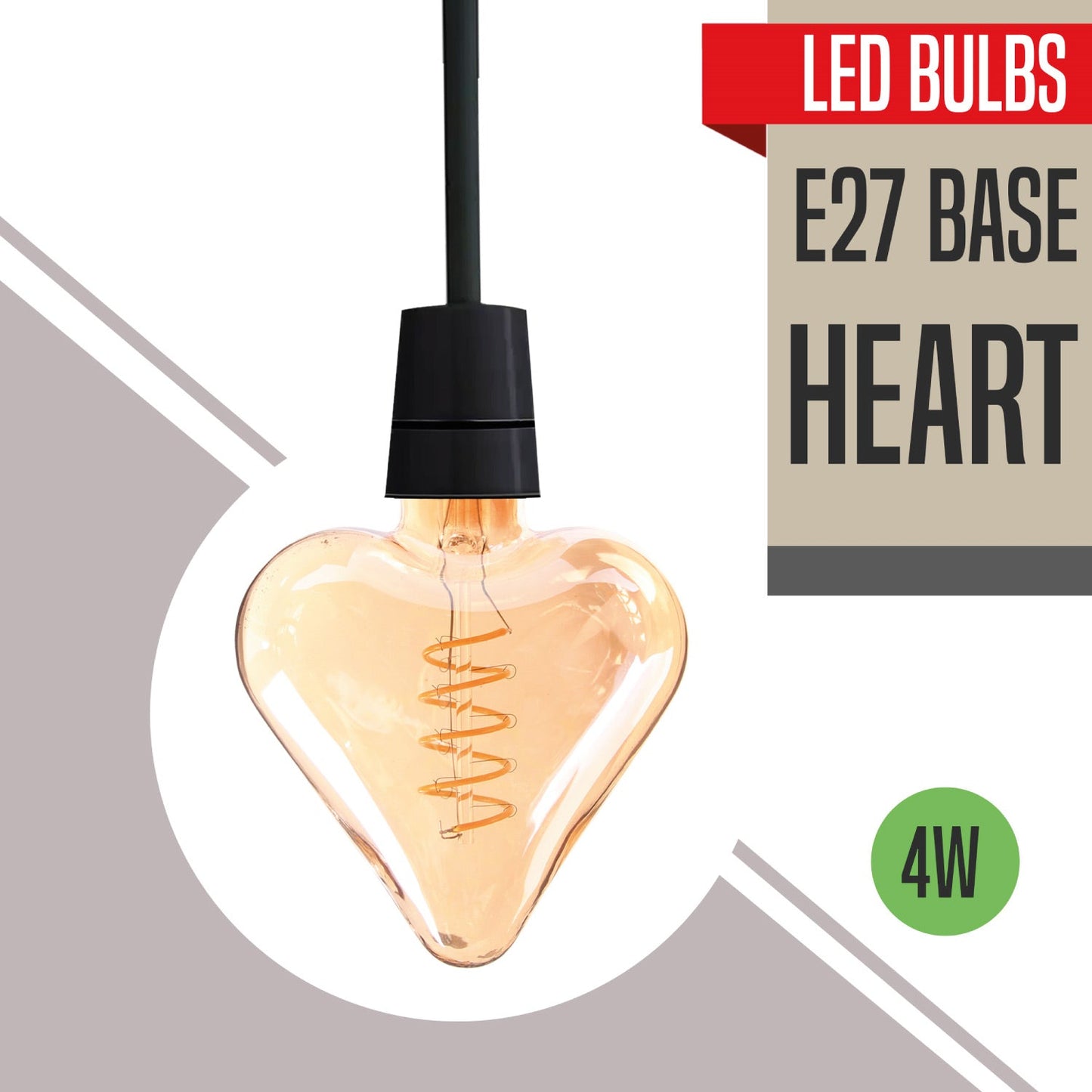 E27 Heart-Shaped 4W LED Filament Bulb ~1044-3