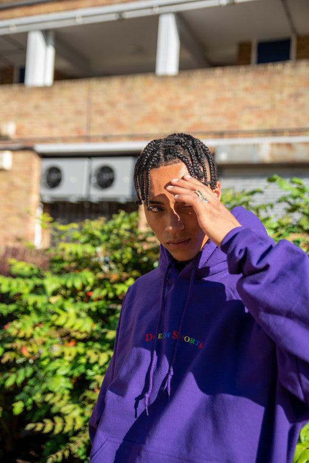 Hoodie in Dark Purple with Dream Sports Embroidery-1