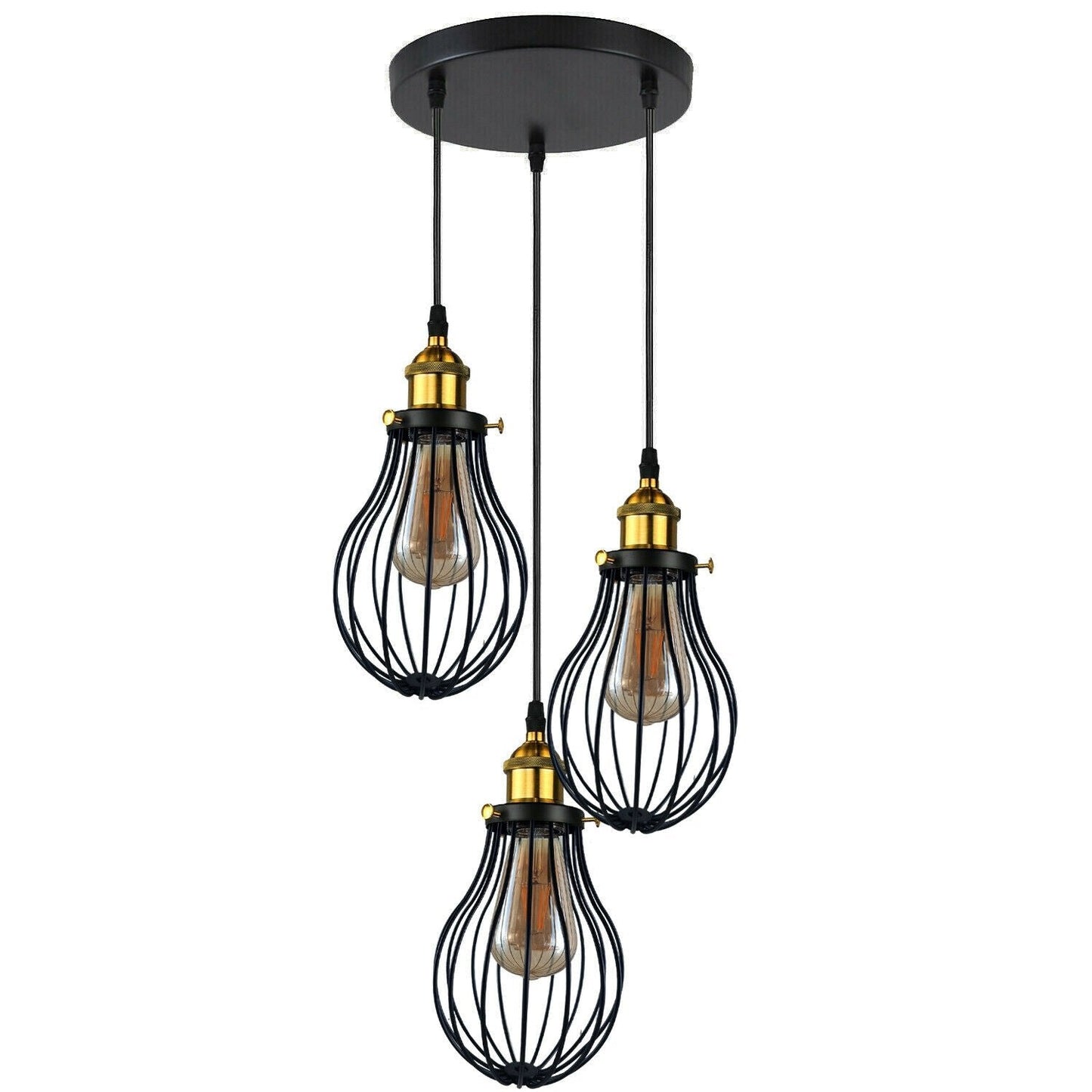 Industrial 3 heads Black hanging Pendant Ceiling Light Cover Decorative Cage light fixture~3445-4