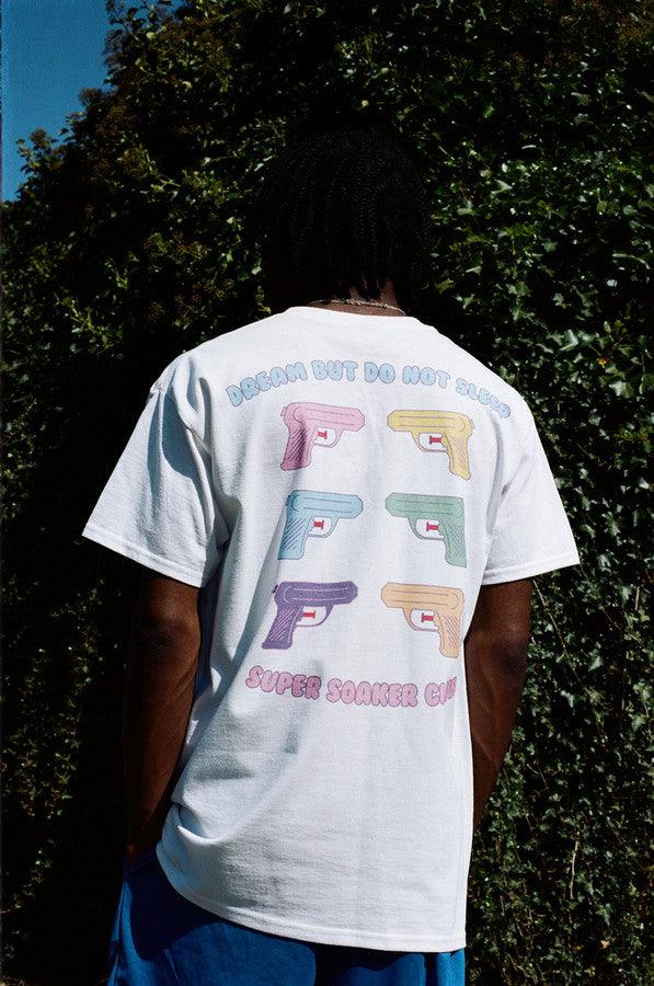 White Short Sleeved T-shirt With Super Soaker Print-3