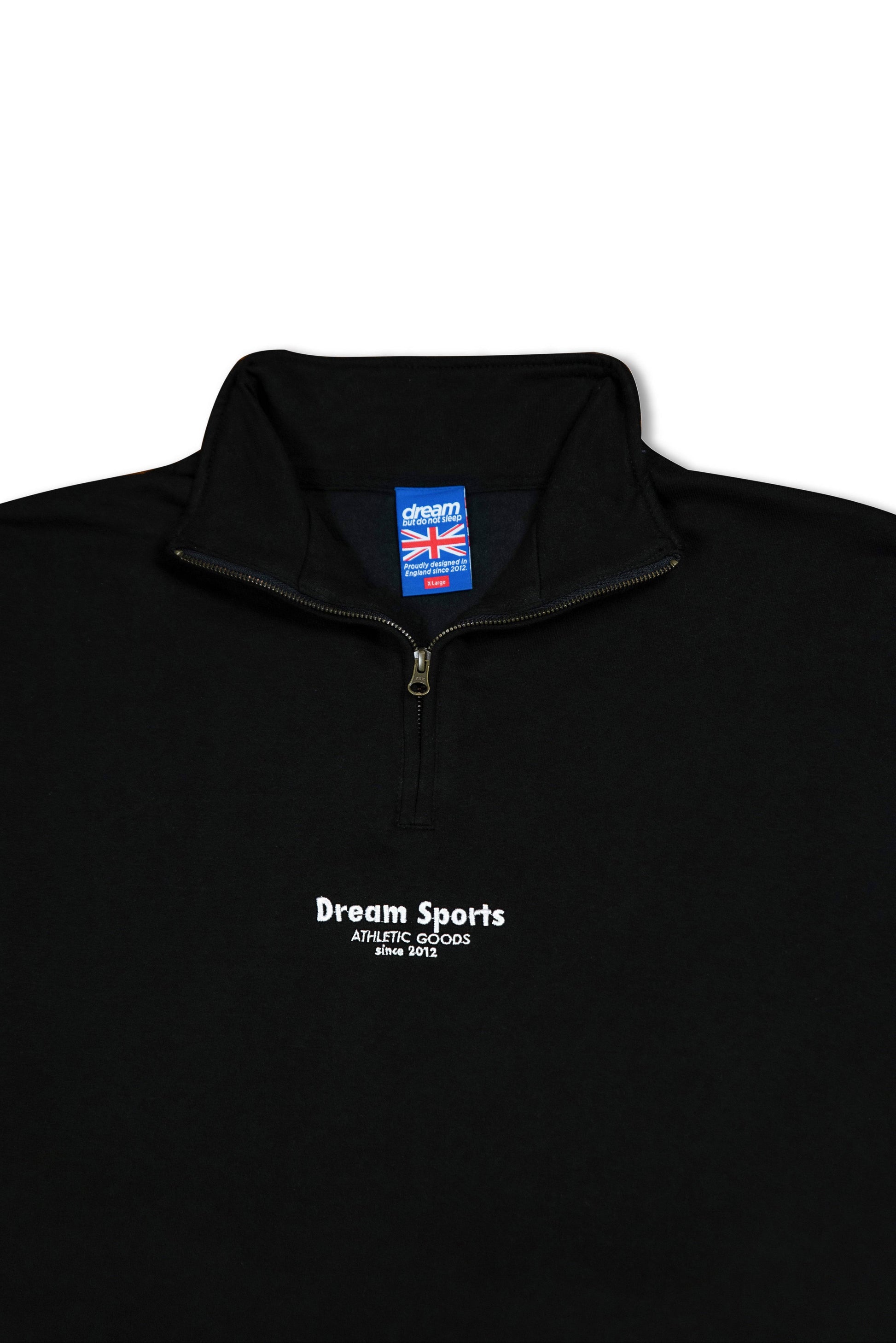 1/4 Zip Sweatshirt in Black with Dream Sports Tonal Logo Embroidery-2